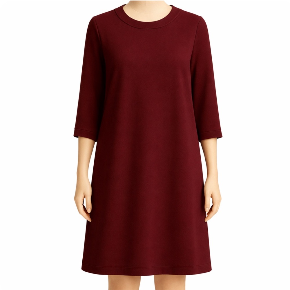 Chic Maroon Wool Shift Dress